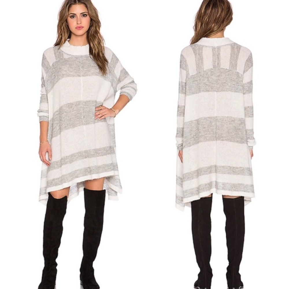 Free People Lafayette Alpaca Stripe Mock Tunic Poncho /Dress size XS/S Oversized - Picture 2 of 11